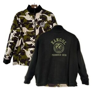 KANGOL Reversible Camo Style Jacket Coat RARE‎ Stain Size Large